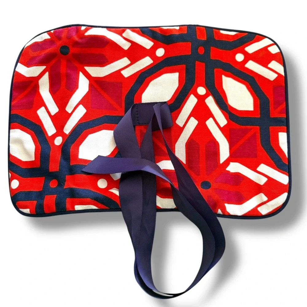Buckhead Betties Roll Up Cosmetic Makeup Bag‎ Organizer Red Blue Print Travel